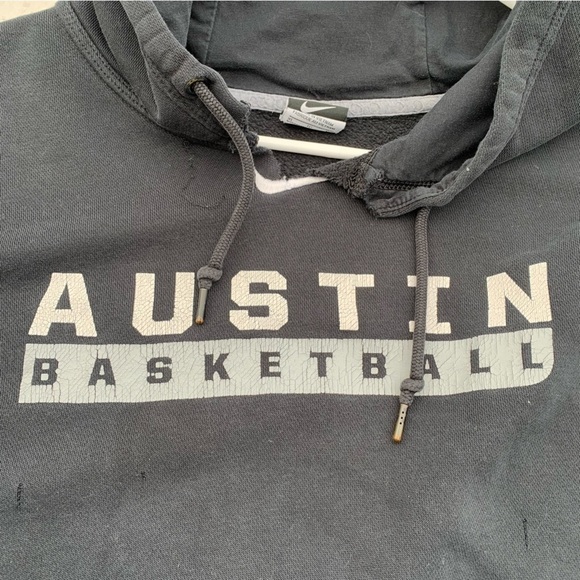 Vintage Nike Swoosh Logo Austin Basketball Hoodie Sweatshirt Size XL - Picture 6 of 8